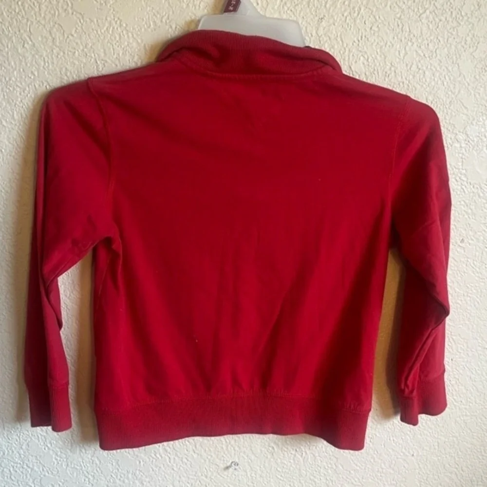 Tommy Hilfiger Boys Quarter Zip Sweatshirt Size 8 Red Spell Out Logo Flag USA